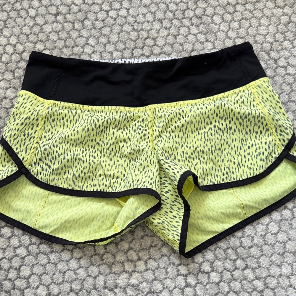 Lululemon Vibrant Yellow and Black Women's Athletic Shorts
